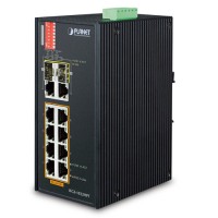 PLANET IFGS-1022HPT Industrial 8-Port 10/100TX 802.3at PoE + 2-Port Gigabit TP/SFP Combo Ethernet Switch (-40~75 degrees C)